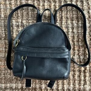 Madewell Lorimer Black Leather Mini Backpack Casual Minimalist Bag EUC